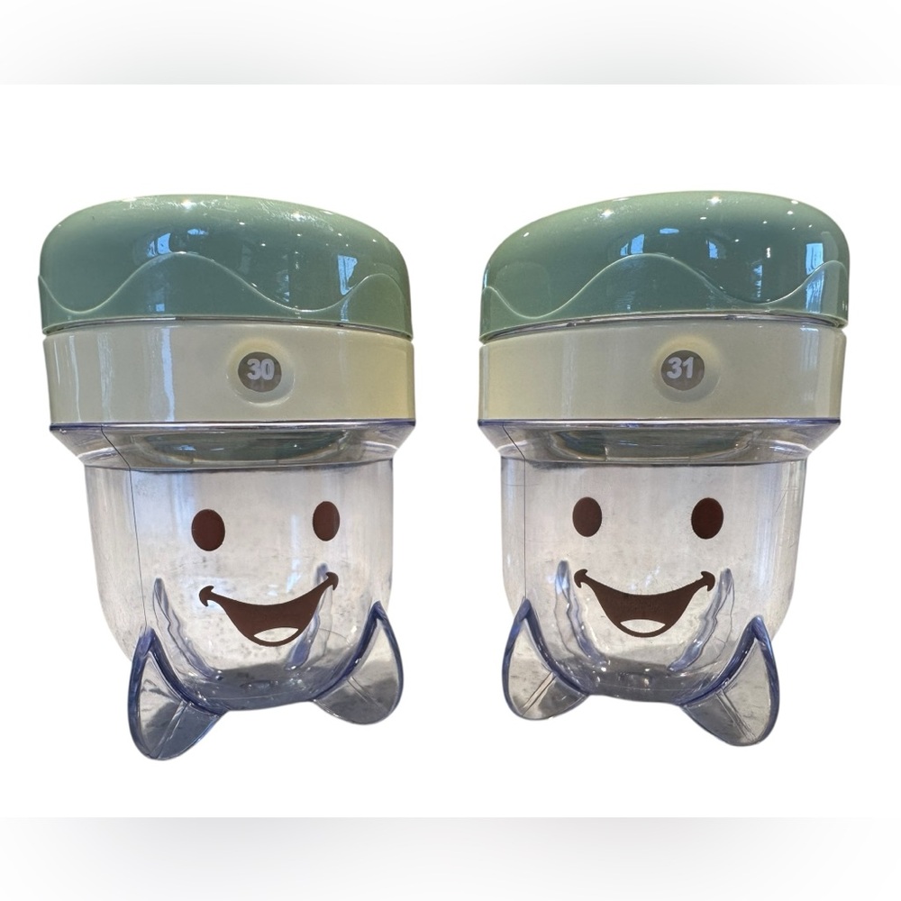Baby Bullet Food Storage Cups Lids 2 Set Pair Date Dial 3” Replacements Green